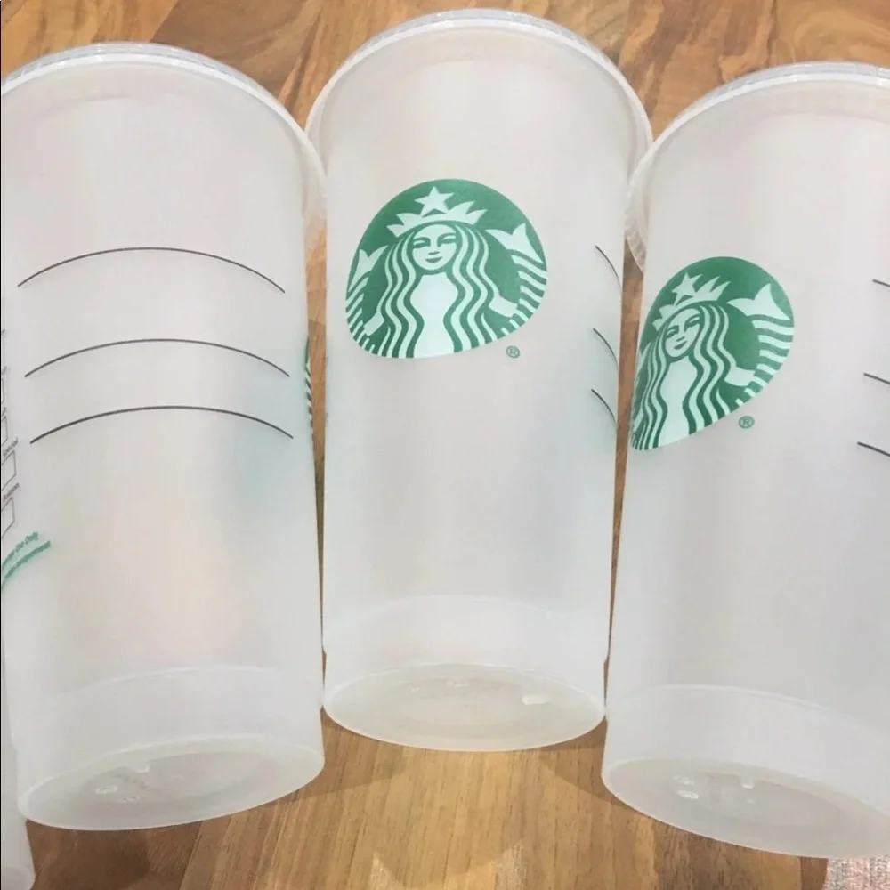 New, set of 4 Starbucks reusable cold cups, 24oz tumblers reusable straw coffee